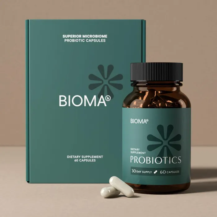 Bioma Probiotics bottle and capsules